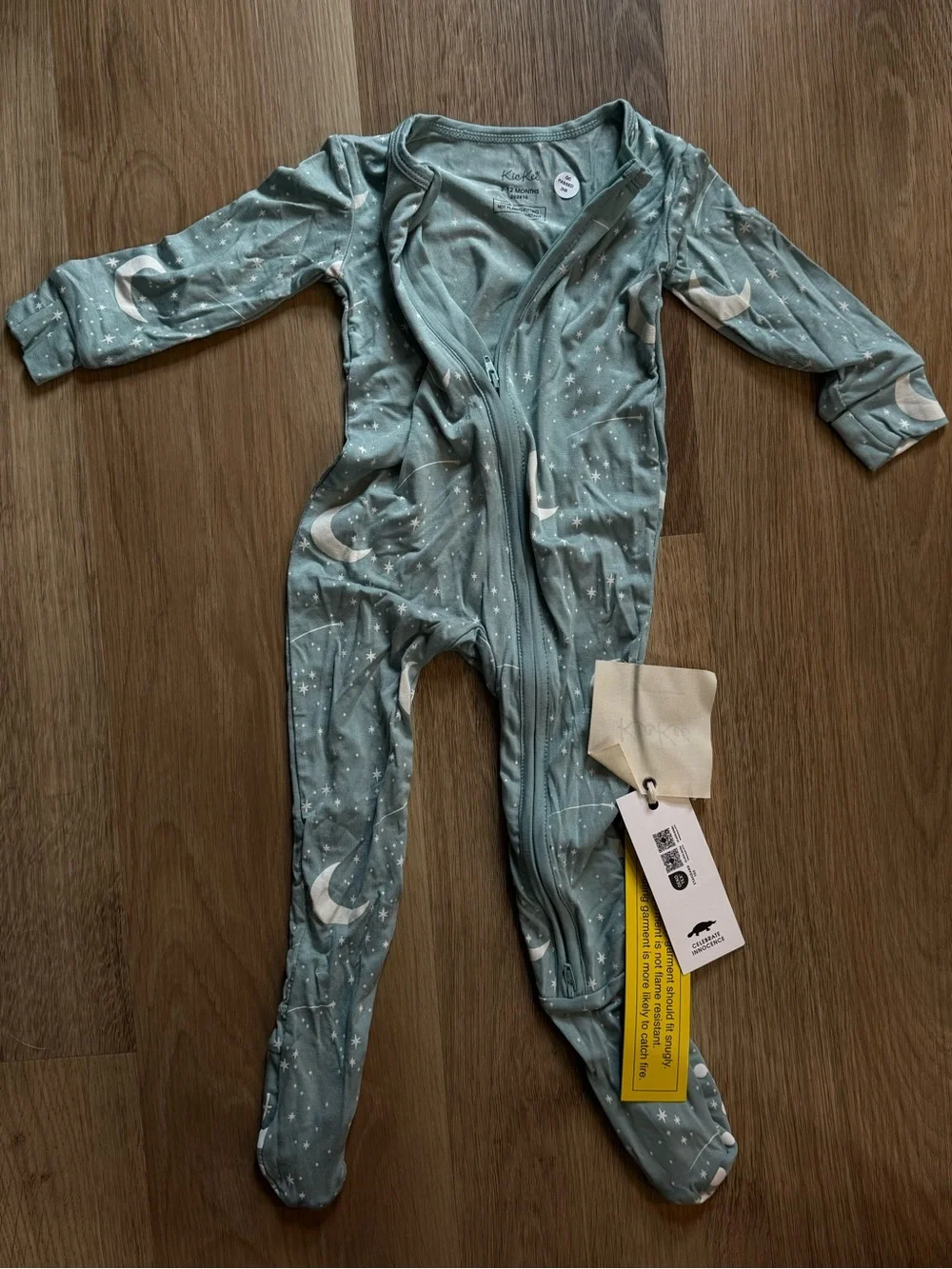Moon & Stars Green Footed One-Piece